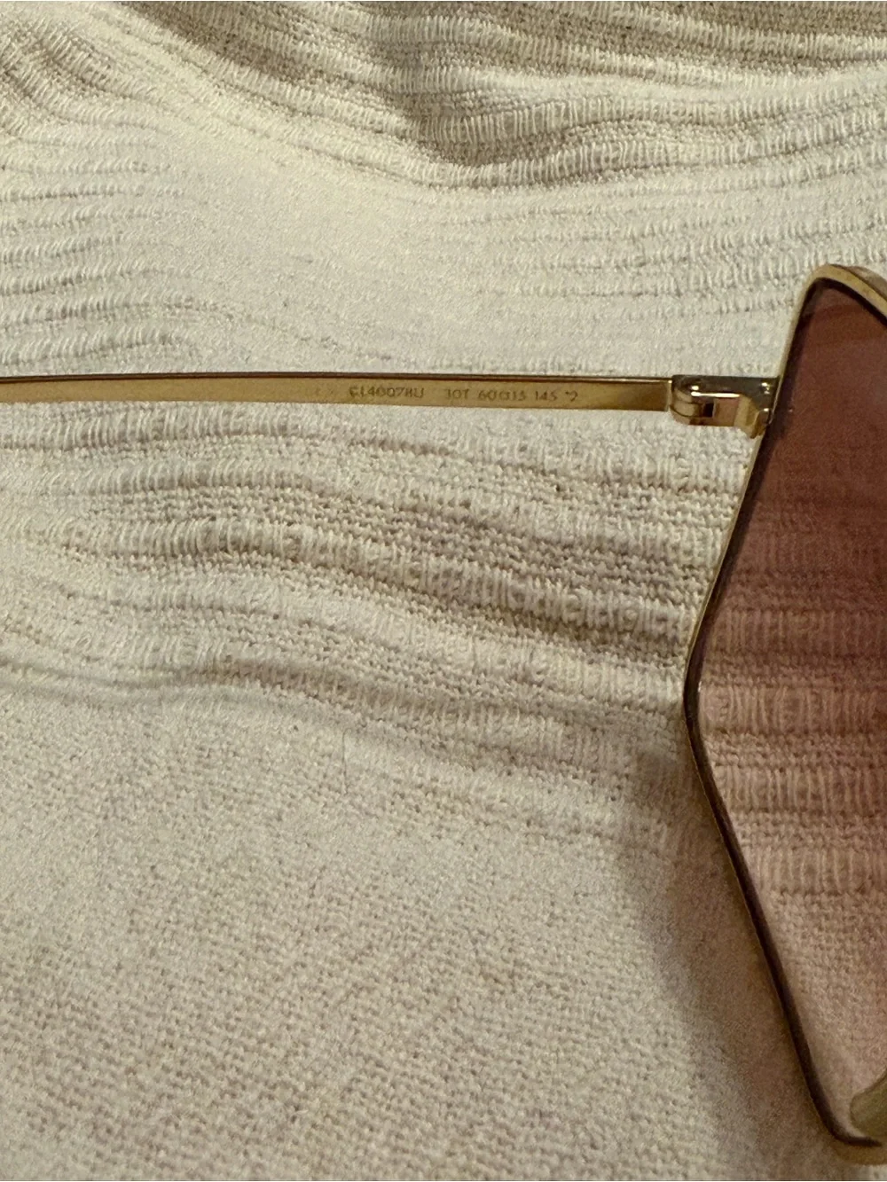 Authentic Celine Gold Metal Sunglasses with Rose-Tinted Lenses
